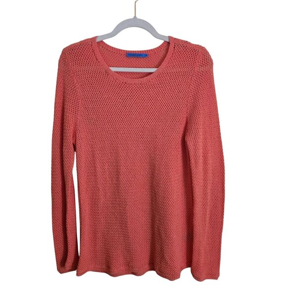 J. Mclaughlin Donna Linen Blend Open Knit Sweater Salmon Size M - Picture 2 of 6